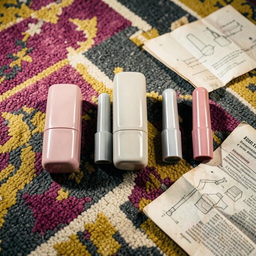 Field-tested Love Nozzle range on a rug, next to the Swedish manual